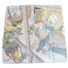 HERMES エルメス カレ 90 スカーフ 24番地のミステリー シルク100％ グリーン系【いおき質店】