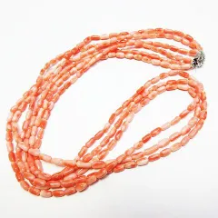 ピンクサンゴ 珊瑚 3連ネックレス ロング コーラル 留め具シルバー 全長83cm 86.5g 本珊瑚 アクセサリー レディース E243LF