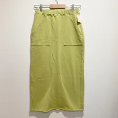 chocolfaffine robe ショコラフィネローブ　新品未使用　タグ付き　レディース　スカート　タイトスカート　ロング丈　大き目ポケット　裾スリット　カットオフ　ウエストゴム　無地　単色　イエローグリーン系　カジュアル　シンプル　SU169h599