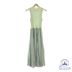 【訳アリ】 ワンピース バイカラー ニット ロング丈 袖なし レディース グリーン ライトグリーン 9 901-11037 送料無料 古着