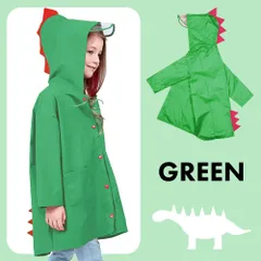 【グリーン 120サイズ 2XLサイズ】レインコート 恐竜 キッズ 子供用 怪獣かわいい カッパ 雨がっぱ カラフル レインウェア レインポンチョ キッズレインコート 雨具 携帯 旅行 防水 撥水 保育所 保育園 幼稚園 小学生 小学校 低学年 男の子 女の子