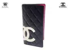 シャネル カンボンライン 長財布 二つ折り マトラッセ S/No.12 ブラック×ピンク CHANEL【Used 通常品】