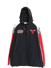 【お得なクーポン配布中!】 ブルズ ナイロン アノラック パーカー ジャケット メンズ L NBA オフィシャル ミッチェルアンドネス プルオーバー スタジャン ハーフジップ