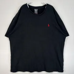 古着 ポロ・ラルフローレン POLO RALPH LAUREN 半袖Tシャツ ロゴ 刺繍 クルーネック 大きいサイズ XL  ブラック 無地 メンズ