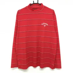 【超美品】キャロウェイ 長袖ハイネックシャツ レッド×白 ボーダー  メンズ LL ゴルフウェア Callaway