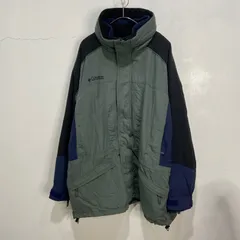 ☆90s☆Columbia☆コロンビア☆AnchorPeak☆ライナーフリース付きナイロンジャケット☆ワンポイントロゴ☆アウトドア☆カーキ☆XL☆B24M