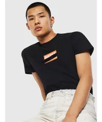 DIESEL Tシャツ SEEB BASU T-DIEGO-S7 クルーネック 半袖 カットソー ロゴT ボックスロゴ コットン 900 ブラック  Lサイズ ディーゼル