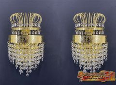 新入荷 熊の手 シャンデリア 壁掛 ナイアガラ ２個セット 薄い金色メッキ オクタゴン 16面 金華山 サロンバス 男の城 デコトラ C0640S