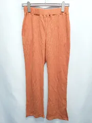 ◇ Θ niko and … ニコアンド ストライプ リブ フレア パンツ サイズL オレンジ ベージュ系 レディース E  【1506110013149】