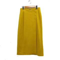 ケイシラハタ kei shirahata ラップスカート 巻きスカート ロング タイト 無地 メルトン ウール 0 イエロー 黄 /FT48