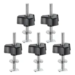 uxcell 5セット Tトラ ックボルトノブキット M8 x 100mm スレッドボルト M8 x 50mm 三角ハンドナットクランピングノブ ウッドワーキングジグおよび取り付け具用ワッシャー付き ブ ラ ックシルバー