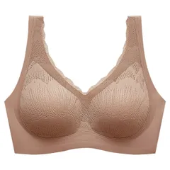 シームレスブラ ノンワイヤー ナイトブラ ホック付き レース 軽量 楽ちん 快適 美胸 盛れる 幅広ショルダー 下厚パッド シンプル エレガント 黒 白 as-022