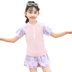 ☆ ピンク ☆ XL ☆ 水着 女の子 子供 半袖 上下セット かわいい kidw2223 水着 半袖 女の子 セパレート フィットネス水着 トランクス スイムスーツ スイムウェア 子供水着 みずぎ キッズ水着 セットアップ 子供 子ども こども キッズ
