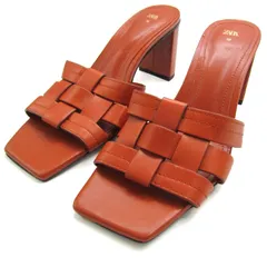 ザラ サンダル ミュール 太ヒール  靴 レディース 38サイズ ブラウン系 ZARA 【中古】