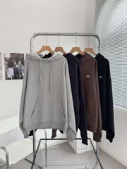 ALO YOGA パーカー フード付きスウェットアウター 無地 M グレー Alo Yoga＊ フード パーカー ブラック グレー ベージュ (ALO