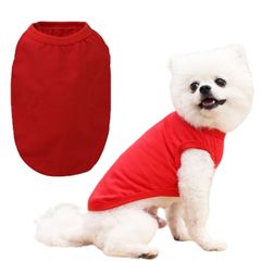 RIOSTUDIO 犬服 春 夏 (XS～XLサイズ) 犬の服 夏用 タンクトップ 無地 Tシャツ シンプル 涼しい 通気 ノースリーブベスト わんこ服 小型犬 中型犬 大型犬 猫服 防虫 抜け毛防止 ルームウェア 犬用 [③レッド]