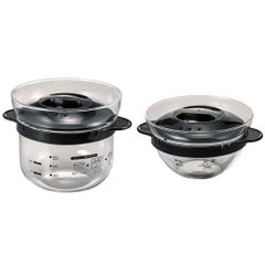 【人気商品】電子レンジ用 電子レンジ用 ブラック ブラック ガラスのレンジおかず鍋 実用容量450ml & XRCN-2-B 日本製 日本製 1~2合用 XOY-1-B【セット買い】 ガラスのレンジご飯釜1~2合 HARIO(ハリオ)