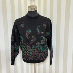 ★ BALENCIAGA SPORTS バレンシアガ スポーツ ニット セーター ペイズリー柄 ロゴ刺繍 希少 ブラック ウール素材 メンズ サイズ:L 表記 NO168