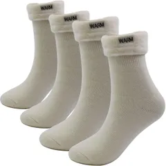 【人気商品】冷え取り 防寒 暖かい靴下 裏地モコモコ レディースソックス 裏起毛 極厚 ルーム 発熱 Ting「4足セット」冬 女性 Sandy Warm刺繍