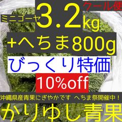 〈びっくり特価〉沖縄県産ミニゴーヤ約3.2kg+へちま約800g各Ｂ品計約４kg【クール便】①