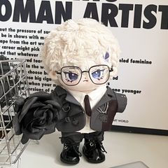 ぬいぐるみ服 20cm 着せ替え ぬい服 黒 パンツ メガネ付き 靴 推しぬい 綿人形 棉花娃娃 ちびぬい服 ちびぐるみ 推し活 ぬい活 コットンドール 綿人形 cotton doll-B2109