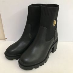 Anne Coquine　アンコキーヌ　ニットコンビ刺繍入りトラックソールブーツ　ブラック　M　23～23.5㎝　訳あり　タ