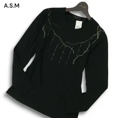 【新品 未使用】 A.S.M アトリエサブ メン 通年★ プリント 長袖 カットソー ロンTシャツ Sz.48 メンズ 黒 ASMのサムネイル