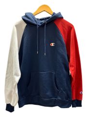Champion (チャンピオン) 三色 ポケット有 パーカー ポリエステル XL ホワイト×ブルー×レッド メンズ/025のサムネイル