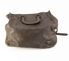 プラダ PRADA ハンドバッグ ショルダーバッグ トートバッグ 2Wayバッグ 三角ロゴ グレー レザー レディース