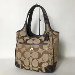2509-313｜美品｜コーチ シグネチャー ハンドバッグ ダークブラウン