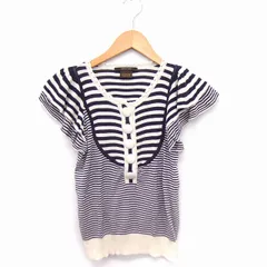 トラッゾドンナ Torrazzo Donna ニット セーター ボーダー ティアード袖 丸首 半袖 綿 ホワイト 白 ネイビー 紺 /FT10