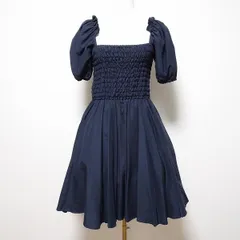#snc ロイスクレヨン LoisCRAYON ワンピース M 紺 パフスリーブ 半袖 シャーリング チュール フレア ペチコート付き レディース [850570]のサムネイル