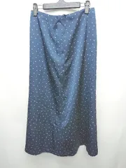◇ BEAUTY & YOUTH ビューティアンドユース ドット ロング丈 台形 スカート サイズM ネイビー ホワイト レディース P  【1403110013486】