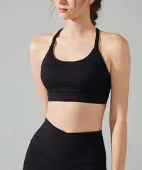 【タグ付新品未使用】[aeinna008ブラック] LYCRA素材バッククロスカップ付ブラトップ