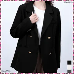 送料無料 テーラードジャケットレディース アウター スーツジャケット ゴールドボタン オフィスカジュアル 韓国風ダブルブレザージャケット長袖 着やせ上着 ベーシックアウター 体型カバースーツ黒 通勤大人上品スーツ おしゃれアウター秋