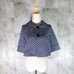 美品<!-利用不可文字-!> ロペピクニック ROPE' PICNIC ショート丈 ジャケット 【38】 ネイビー 紺 ドット 水玉 クラシック モダン