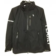 【新品】パーリーゲイツ 2WAYレインジャケット 黒×白 地模様 ロゴプリント 袖着脱可  レディース 0(S) ゴルフウェア PEARLY GATES