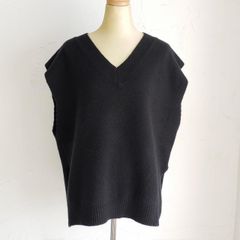 定価1.76万 ビアズリー 前後2way リネンニットベスト ブラック リネン