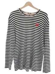 PLAY COMME des GARCONS プレイコムデギャルソン AD2019/2 ハートワッペンボーダーカットソー ブラック ホワイト XXLのサムネイル