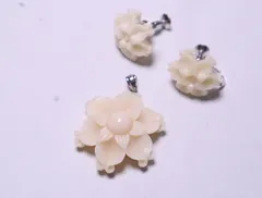 本珊瑚　ペンダント　イヤリング　セット