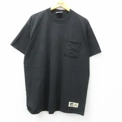 XL/古着 ラッセル 半袖 ビンテージ Tシャツ メンズ 00s 無地 胸ポケット付き コットン クルーネック 黒 ブラック 25may10 中古