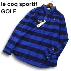 【新品 未使用】 le coq sportif GOLF ルコック ゴルフ 長袖 ボーダー プルオーバー ネル シャツ Sz.LL メンズ 大きいサイズ