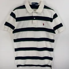 古着 90's/90年代 ポロバイラルフローレン Polo by Ralph Lauren ポロシャツ 2ボタン ワンポイント ロゴ 刺繍 マルチカラー S  ホワイト系 ボーダー メンズ