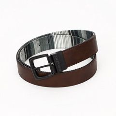 メンズベルト 人気ブランド HANG TEN ハンテン 38mm リバーシブル レザーベルト ダークブラウン×ストライプ USA直輸入 ビジネス カジュアル HT11320 送料無料