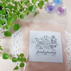 バスソルト うすぴんく色 クレイ入りバスソルト ハンドメイド150g
