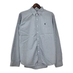 RALPH LAUREN ラルフローレン 長袖ボタンダウンシャツ ストライプ ライトブルー(メンズ XL)中古 古着 T7260