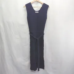 ◇ ⊂ Andemiu アンデミュウ サマーリブニット 袖なし ロング ワンピース サイズF ネイビー レディース E  【1502030027181】