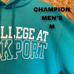 ！送料無料！US古着 チャンピオン Mサイズ カレッジロゴ　プリントスウェットパーカー 水色　H‐268