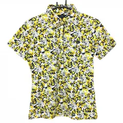 【超美品】キャロウェイ 半袖ポロシャツ 白×イエロー×黒 花柄 レディース L ゴルフウェア Callaway