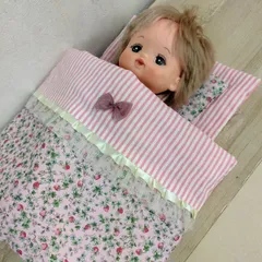 メルちゃん お布団3点セット #1ピンク系イチゴ柄